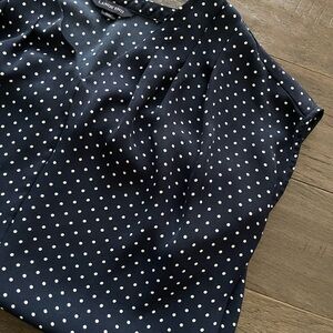 Lands' End Navy Polka Dot Women’s Blouse Size 4 Business Casual Nautical Top